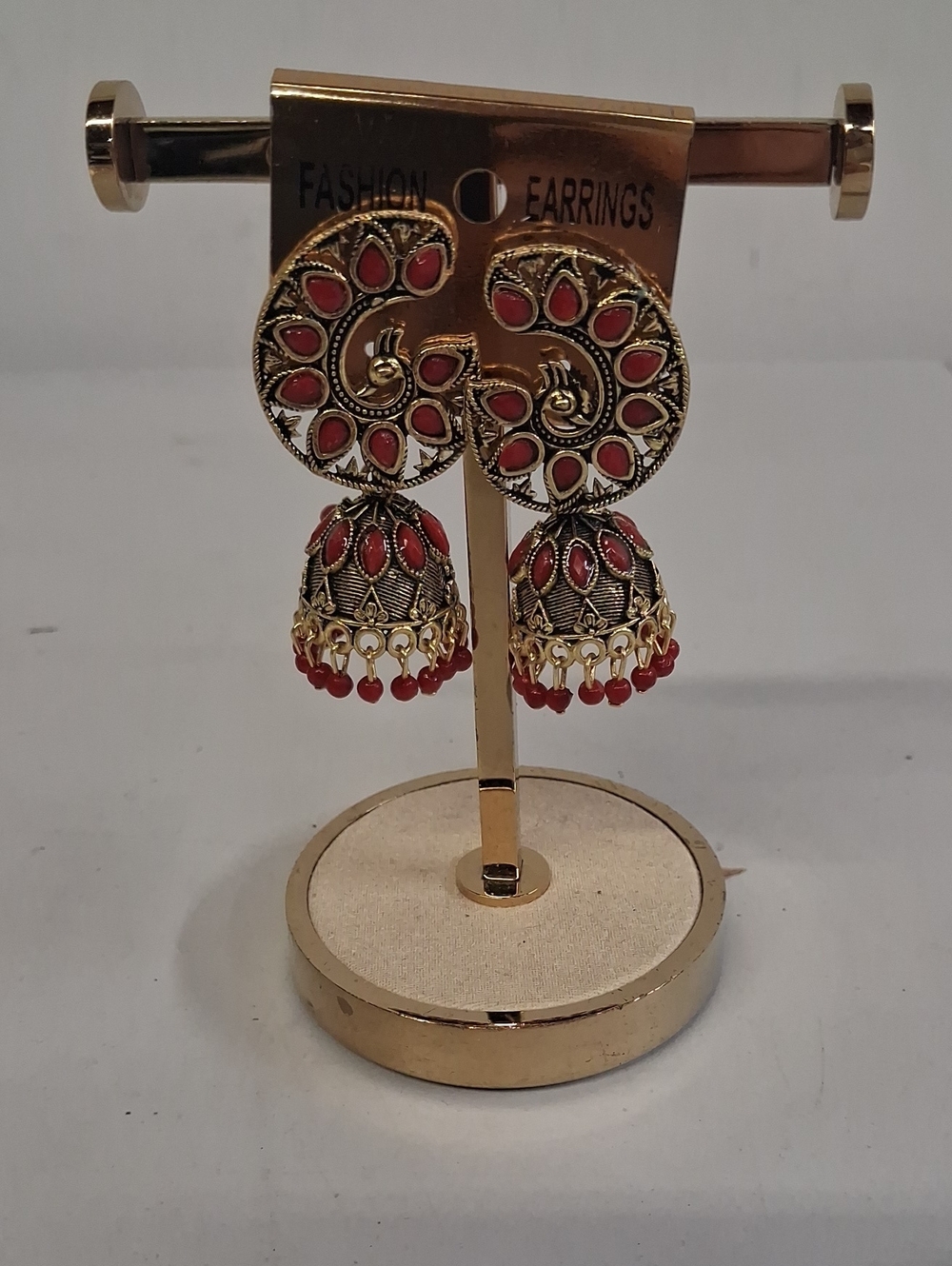 NWT Womens Gold-Tone Red Jhumka Earrings -